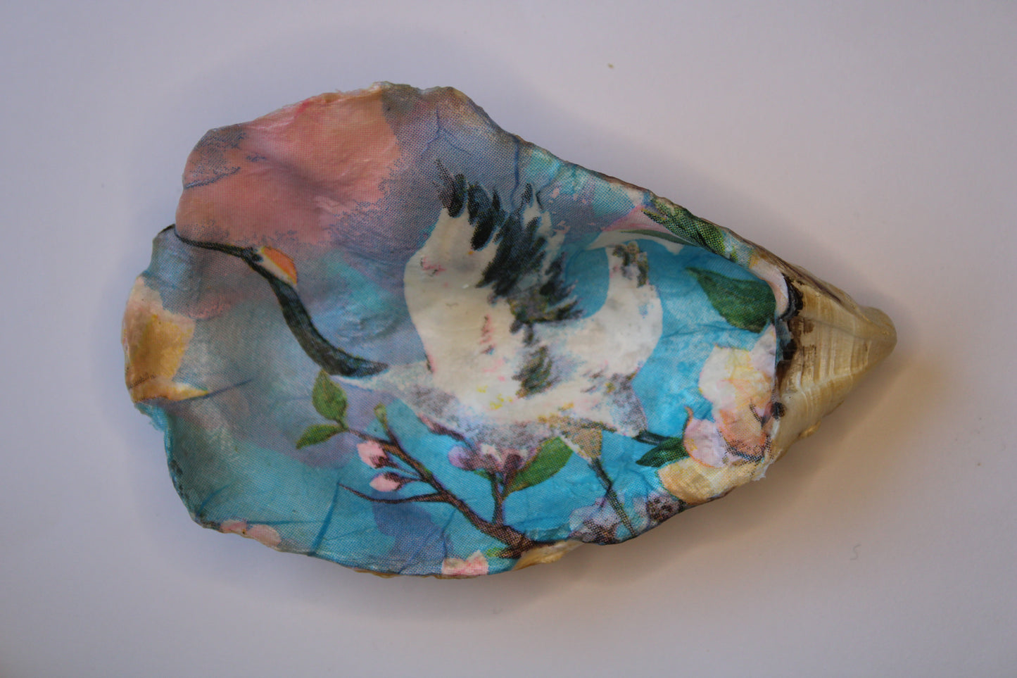 oyster shell decoupage jewellery dishes  handmade