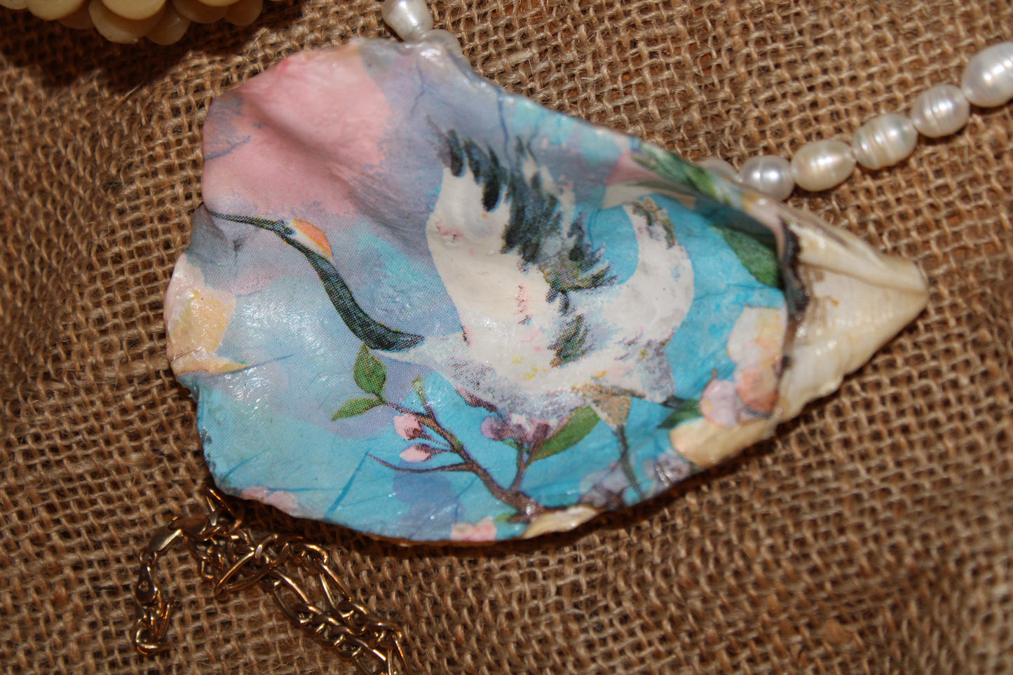 oyster shell decoupage jewellery dishes  handmade