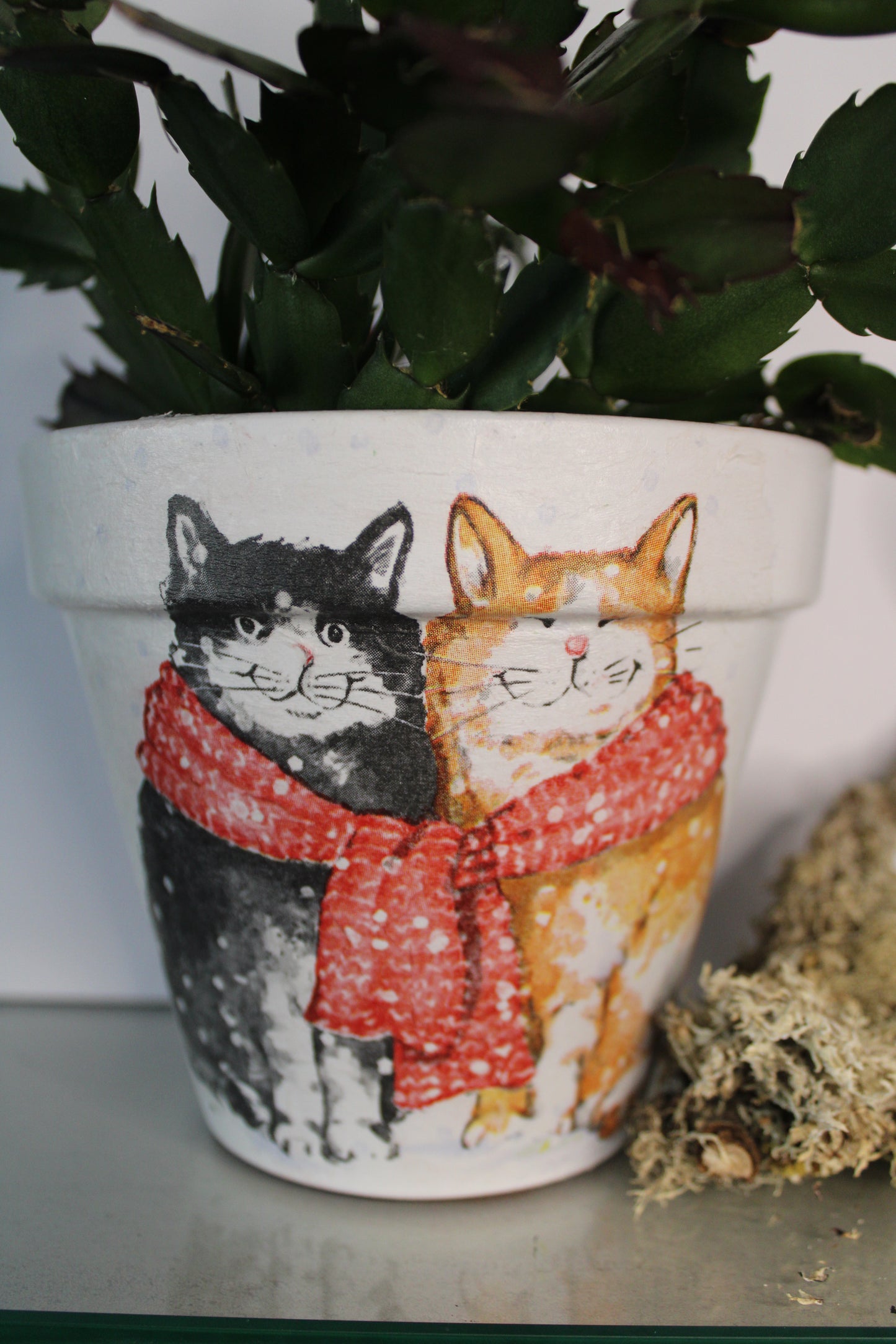 Decoupage terra cotta pot